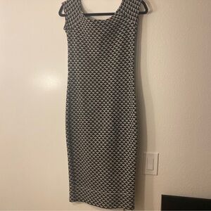 Zara Black and White Sheath Dress with Scoop Neck